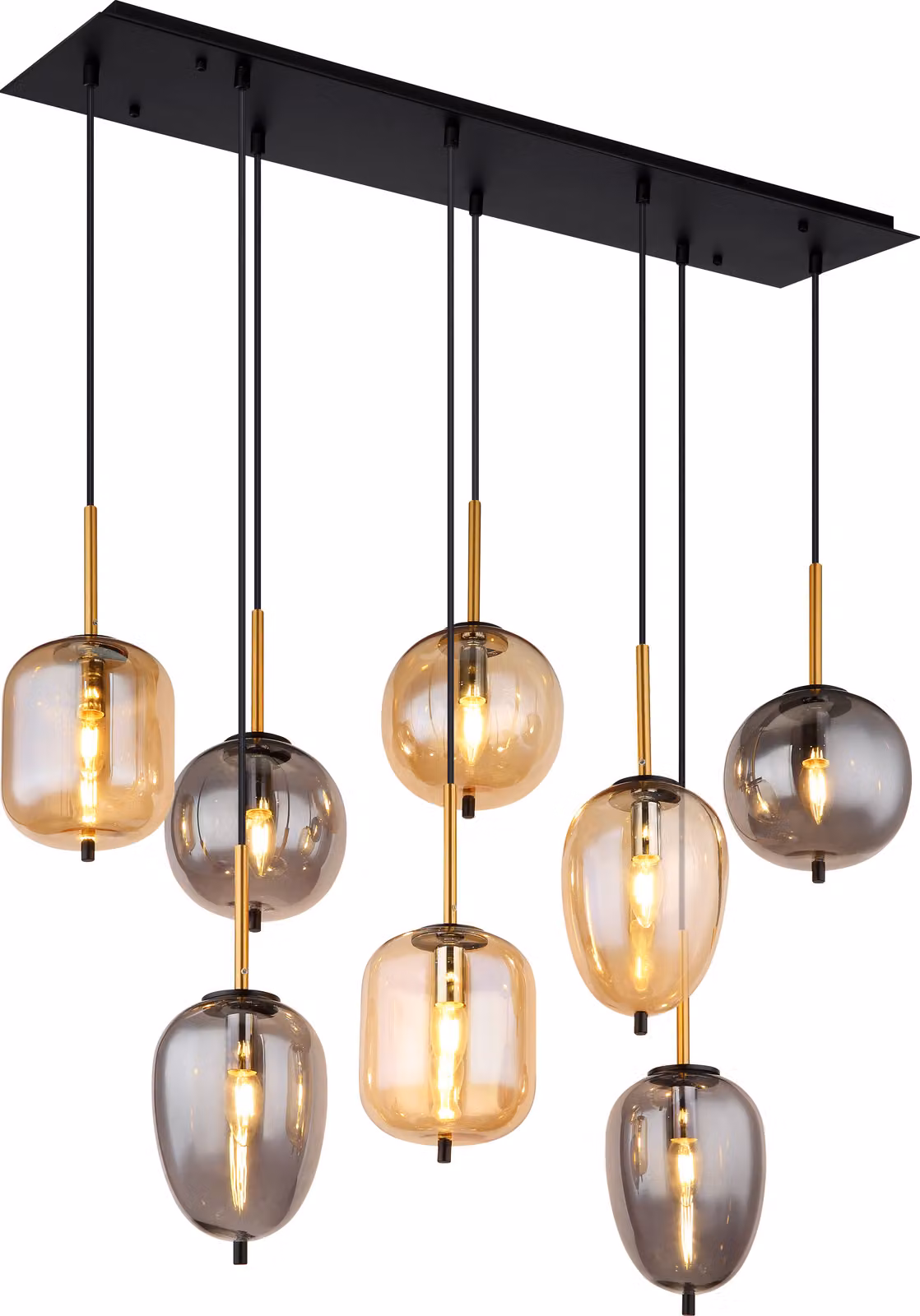Globo Lighting lampada a sospensione in metallo nero opaco, 8x E14
