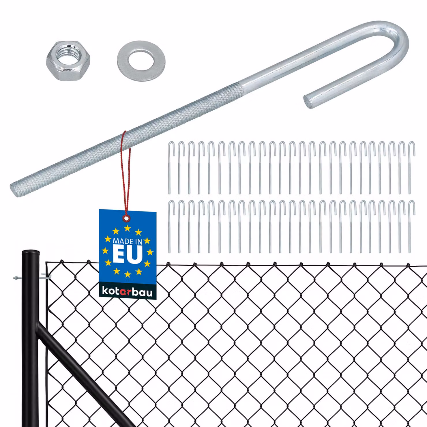 KOTARBAU® 50 Pezzi Tendifilo per Recinzione M6 Tenditore Filo Tendicavo per Filo Acciaio Tendifilo Aperto Gancio a Vite con Dado e Rondella Argento