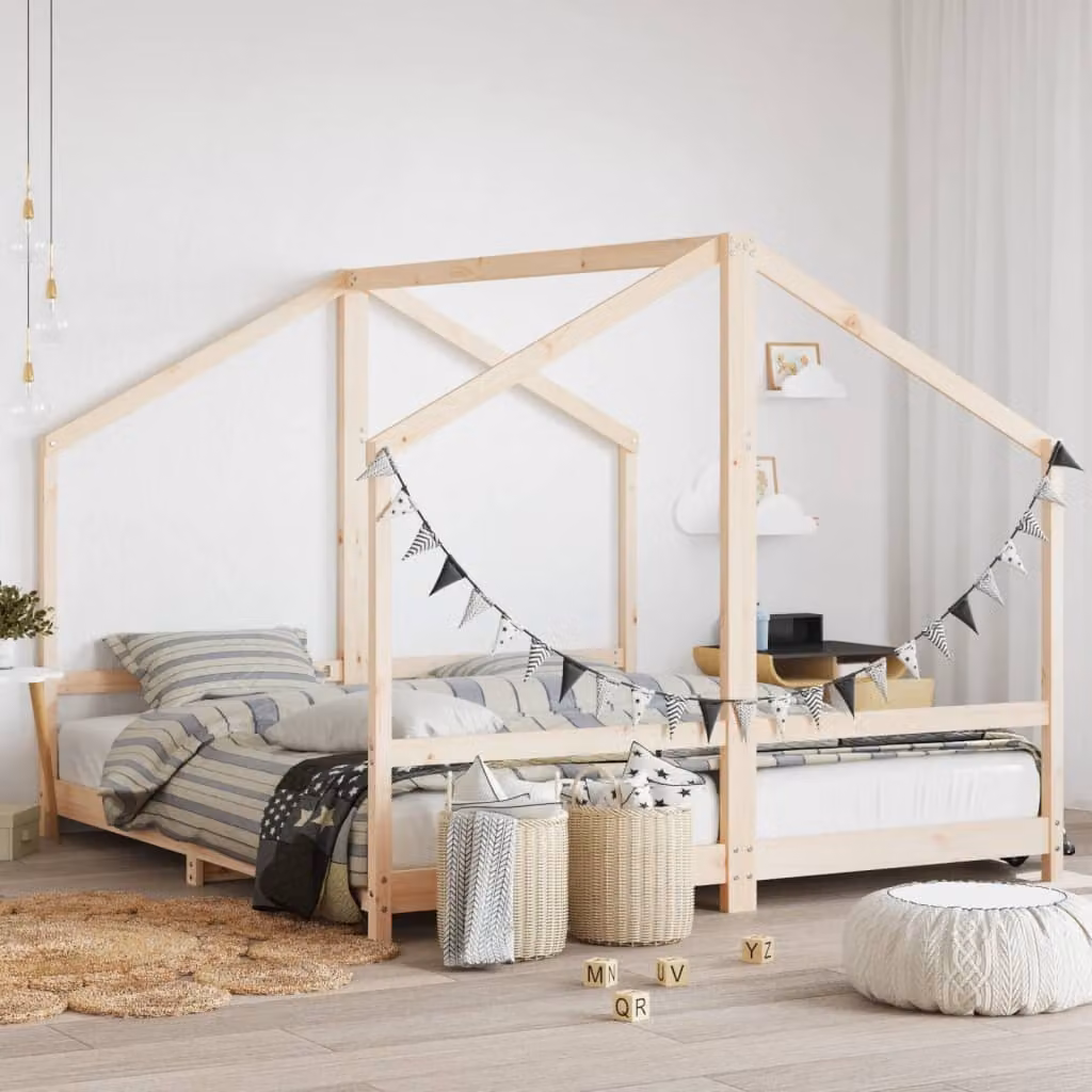 Set di 2 Giroletti per Bambini vidaXL in Legno Massello di Pino, L/P: 90 x 200 cm