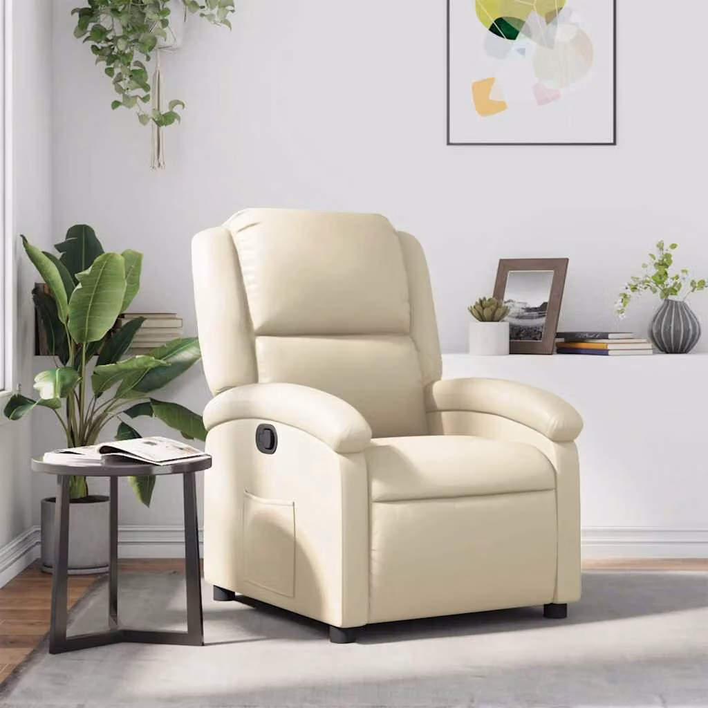 Poltrona Reclinabile Relax vidaXL in Similpelle Beige con Braccioli e Reclinazione Manuale
