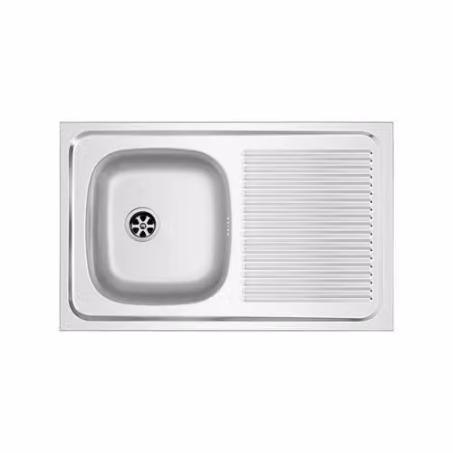 Lavello appoggio in acciaio 80x50 cm gocciolatoio DX - Cromo
