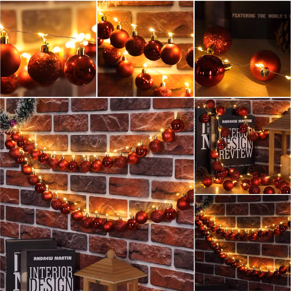 Catena di luci LED Casaria rossa con timer e protezione IP44 per decorazioni natalizie – 4
