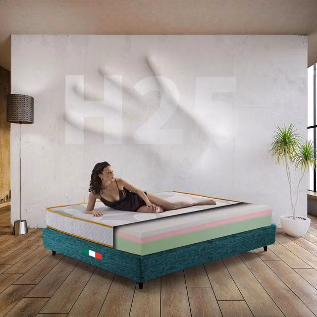 Materasso Memory Foam H25 170x200 Matrimoniale - Alto 25 cm, 7 Zone, Semirigido, Made in Italy - Equilibrium H25
