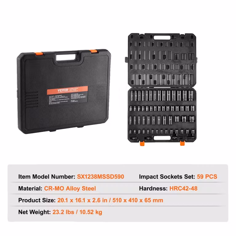 Set di viti a percussione, 59 pezzi, acciaio legato CR-MO resistente, 59 pezzi