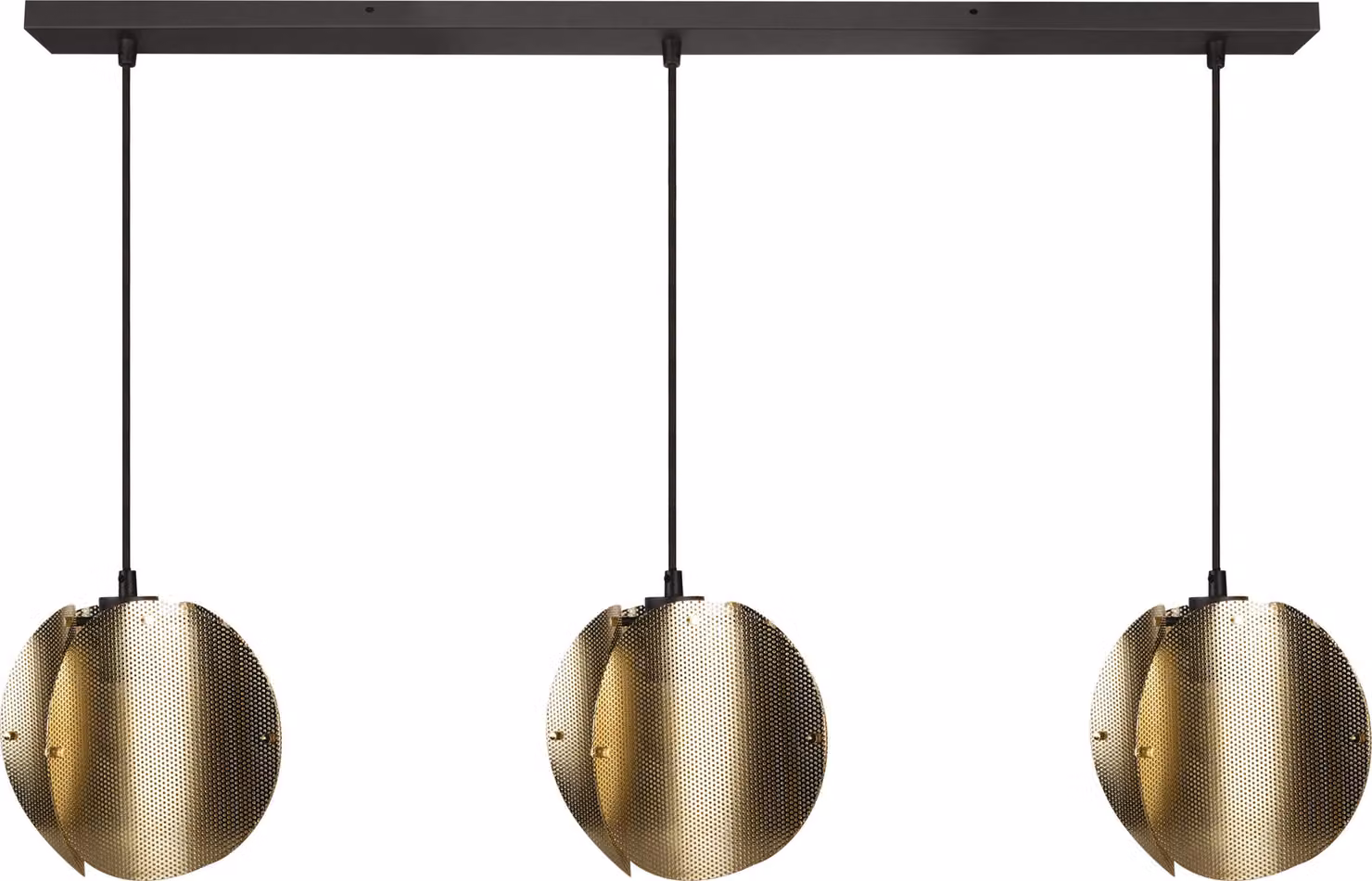 OSRAM Decor Folded Globe Lampada a sospensione Linear 3x E27, oro, acciaio elettroplaccato, industriale, cavo tessile