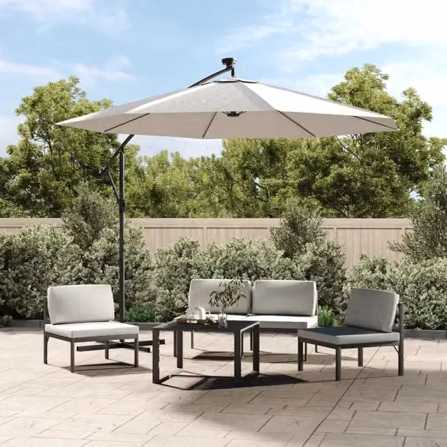 Ombrellone Pensile MERCATOXL con Luci LED, Colore Sabbia, Diametro: 300 cm