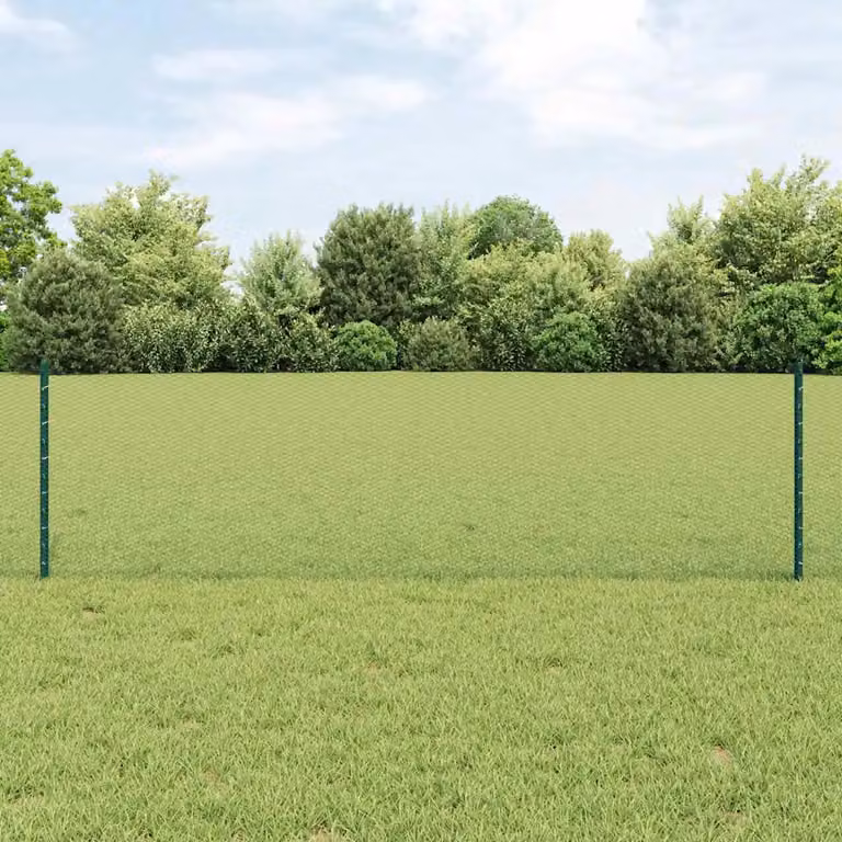 Recinzione esagonale con pali vidaXL in acciaio e PVC verde, L: 25 m, H: 0,6 m
