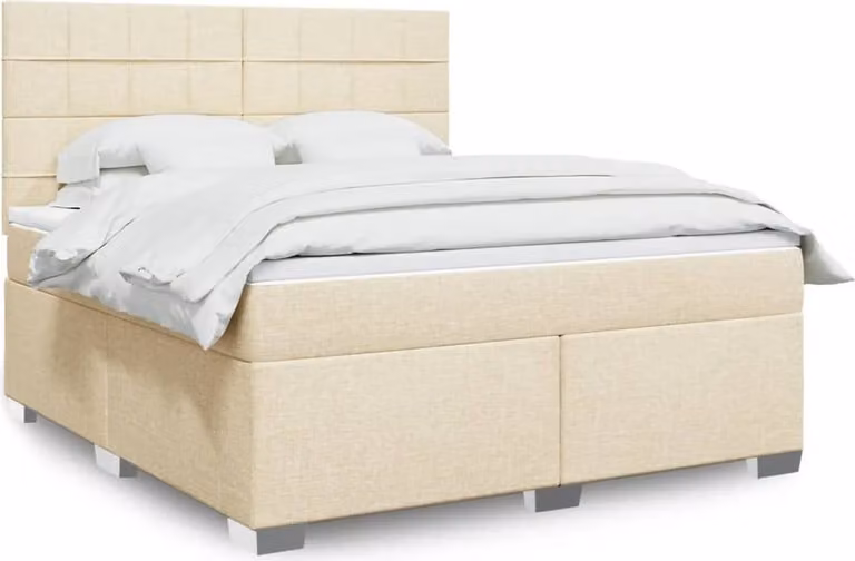 Maison Exclusive - Letto boxspring con materasso Crema 180x200 cm Tessuto