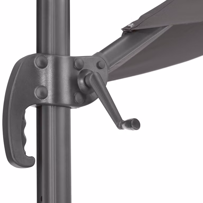 Ombrellone a braccio tectake Daria grigio con involucro protettivo e pedale, Ø 300 cm