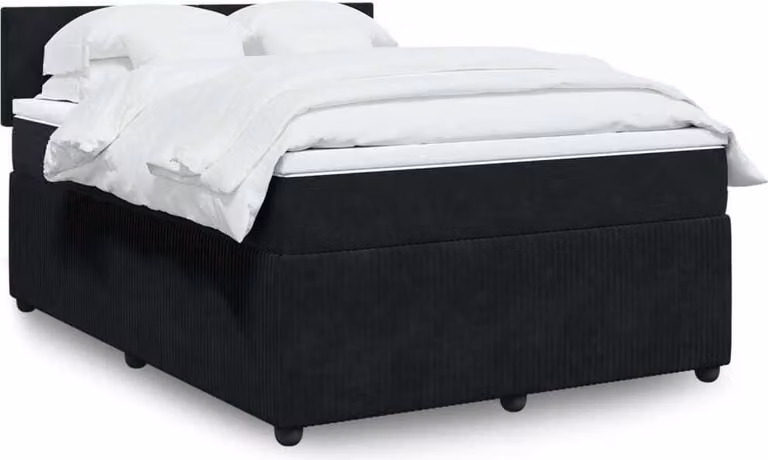 Maison Exclusive - Giroletto a Molle con Materasso Nero 140x190 cm in Velluto