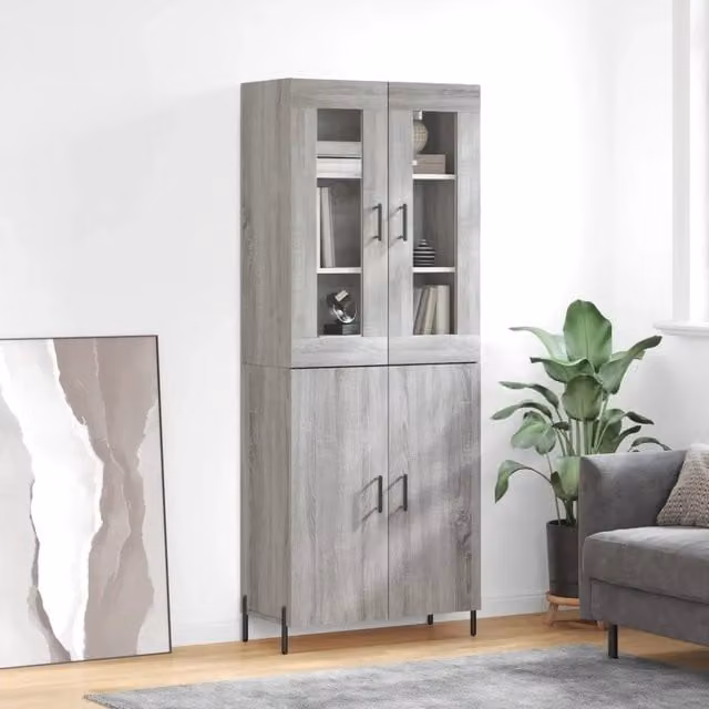 Credenza-Buffet-Armadio da cucina Grigio Sonoma 69,5x34x180 cm in Legno Multistrato 694069