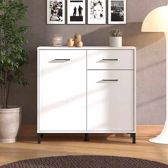 Madia Laerruu DMORA, Credenza Moderna in MDF Bianco, L/P/H: 93 x 40 x 90 cm – 1