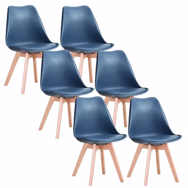 Set di sedie da sala da pranzo, design moderno e minimalista, seduta imbottita in PU, blu scuro