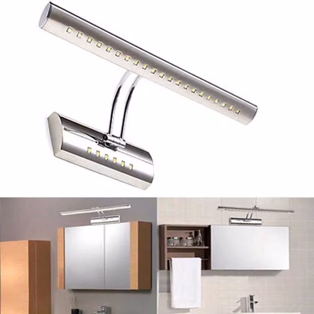 APPLIQUE LAMPADA DA PARETE MURO SPECCHIO BAGNO 27 LED 5050 LUCE CALDA CROMATO