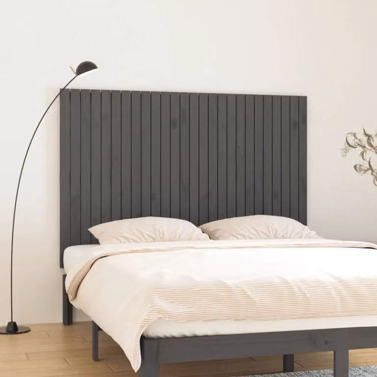 Testiera da parete vidaXL in legno massello di pino grigio, L 166 cm x H 110 cm x P 3 cm