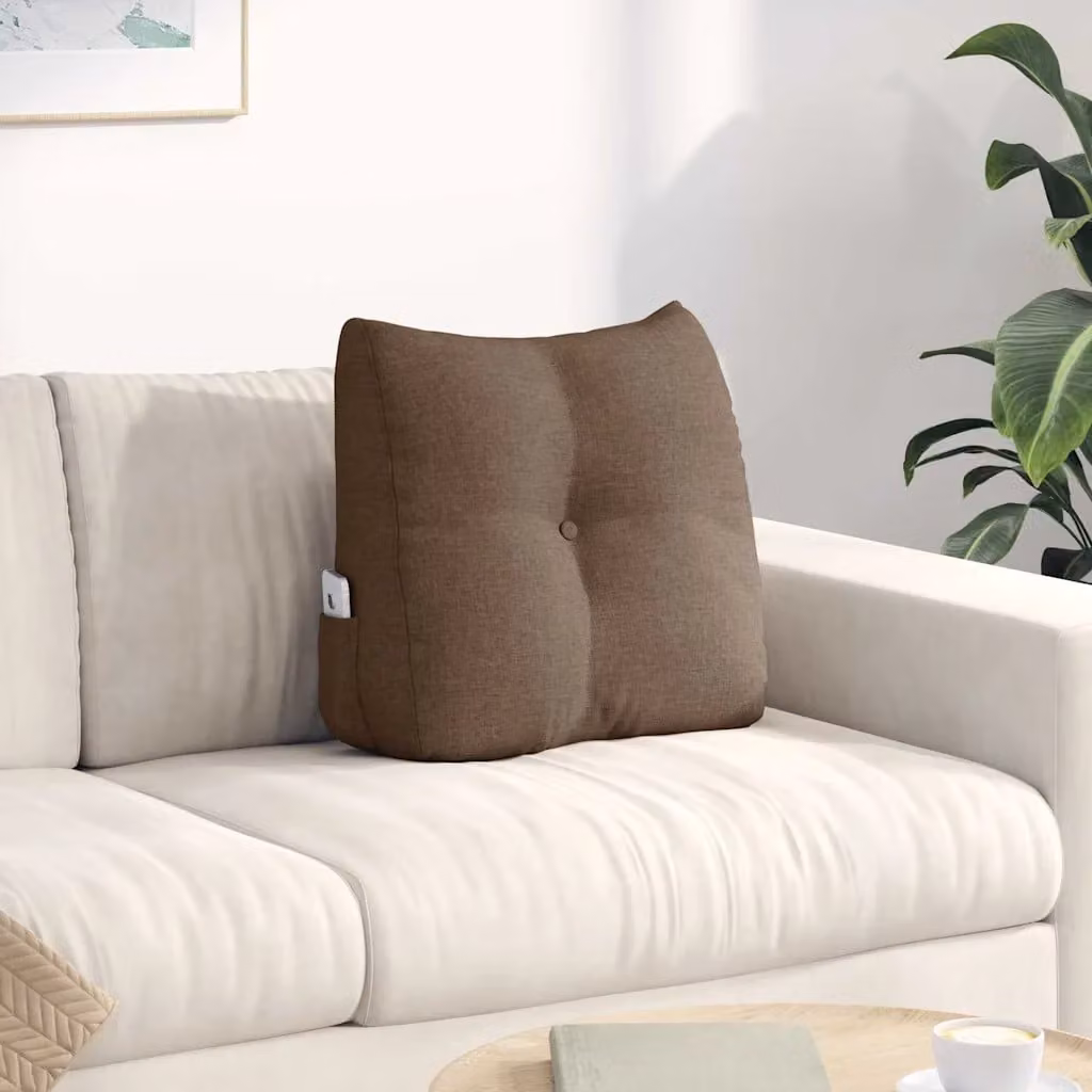 Cuscino per schiena ergonomico vidaXL marrone con rivestimento rimovibile in poliestere L 45 cm x P 24 cm x H 50 cm