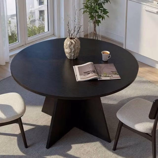 DMORA Racale Tavolo Fisso Rotondo per 4 Persone Nero L: 120 cm, P: 120 cm, H: 75 cm