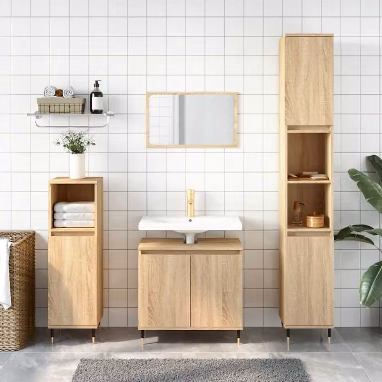Mobile da bagno vidaXL in legno Rovere Sonoma marrone L: 58 cm, P: 33 cm, H: 60 cm