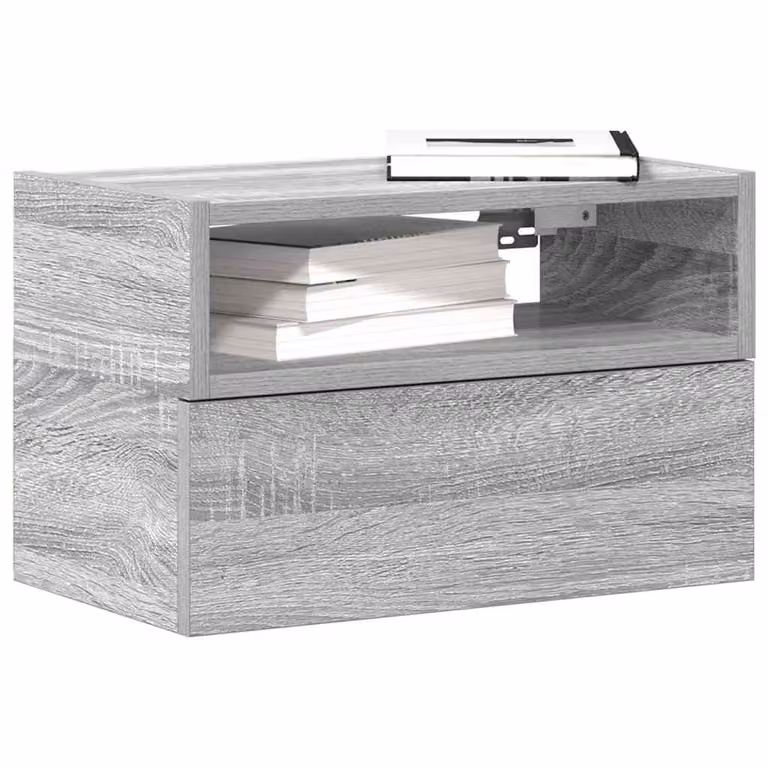 Comodino a muro vidaXL Grigio Sonoma L: 45 cm, P: 26 cm, H: 28,5 cm