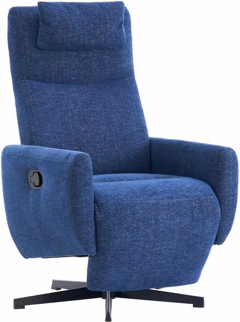 Poltrona relax reclinabile DEKO COLLECTION con base girevole 360 gradi e braccioli, Blu, L: 67 cm, P: 80,5 cm, H: 110 cm