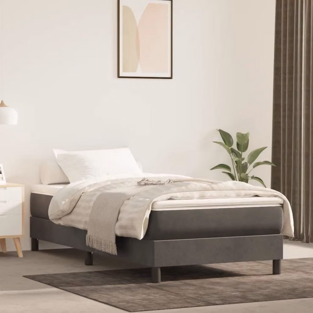 The Living Store Letto a molle con materasso grigio scuro 80x200 cm in velluto