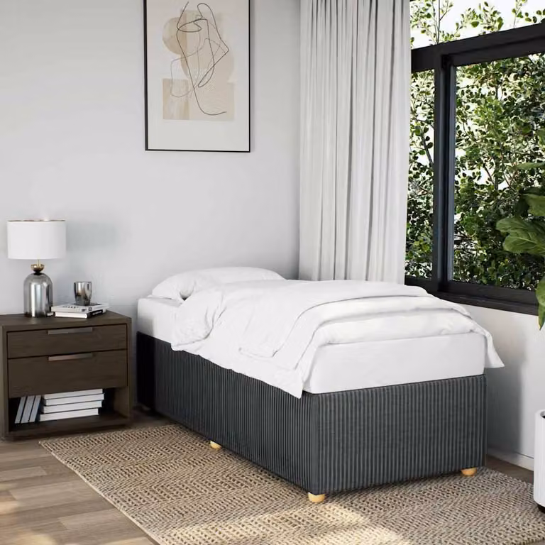 vidaXL Giroletto senza Materasso in Tessuto Grigio con Listelli in Legno L/P: 90 x 200 cm