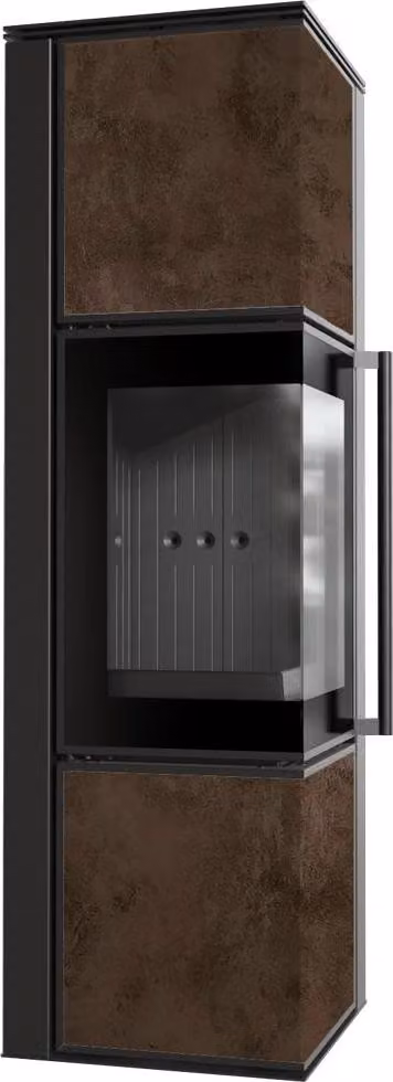Stufa in acciaio KRATKI TORA/M 8 kW Ø 150 Sinterizzazione al quarzo OXIDE MORO rivestimento nero