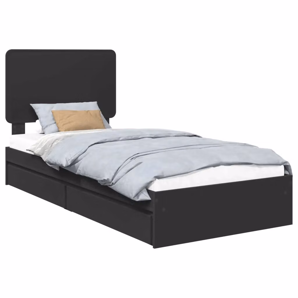 Letto con Contenitore Moderno vidaXL in Legno Ingegnerizzato Nero L: 75 cm, P: 190 cm, H: 196 cm – 2