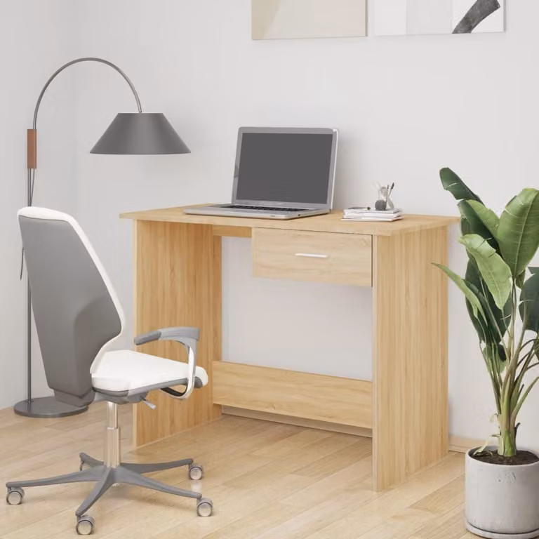 The Living Store Scrivania Sonoma rovere 100x50x76 cm materiale legno
