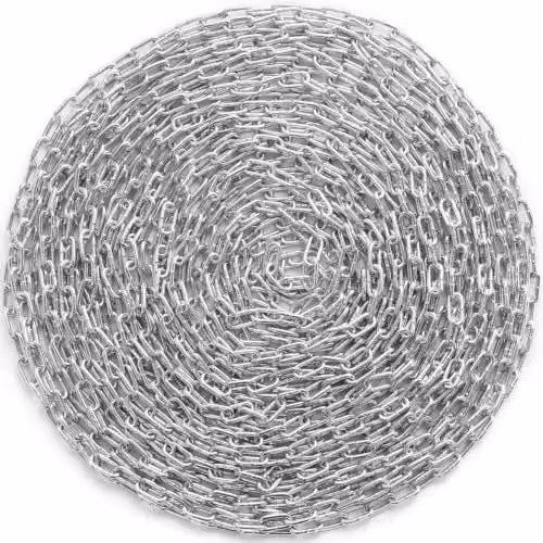 Catena a spirale VEVOR in acciaio al carbonio zincato argento con due maglie rapide, Diametro: 5,1 mm, Lunghezza: 30,48 m