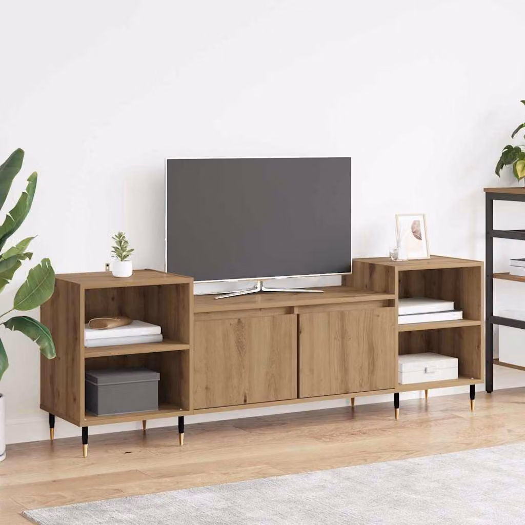 Supporto TV mobile vidaXL in rovere artigianale e metallo, colore marrone, L 160 x P 35 x H 55 cm