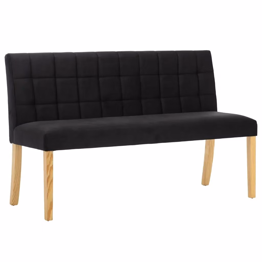 Panca vidaXL in velluto nero per soggiorno e ingresso, L: 140 cm – 2