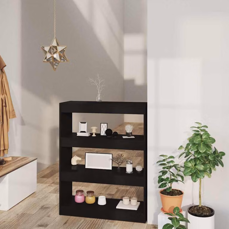 Libreria/Divisorio vidaXL in Legno Multistrato e MDF Nero Opaco L: 80 cm, P: 30 cm, H: 103 cm