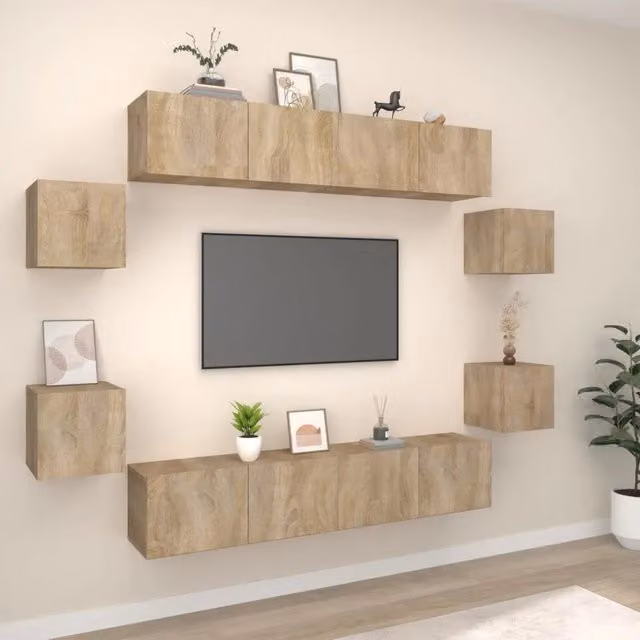 Set Mobili Porta TV 8pz-Set di 8 Credenza per TV Rovere Sonoma in Legno Multistrato 194151