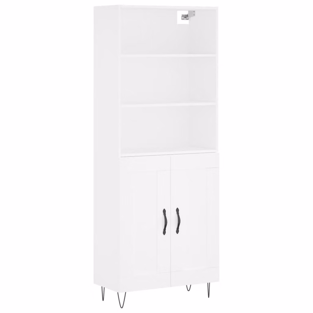 Credenza Bianca 69,5x34x180 cm in Legno Multistrato