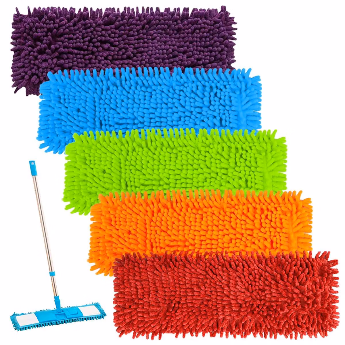 5 panni in microfibra con bordo in chenille, dimensioni 40x10 cm, per mop a piastra