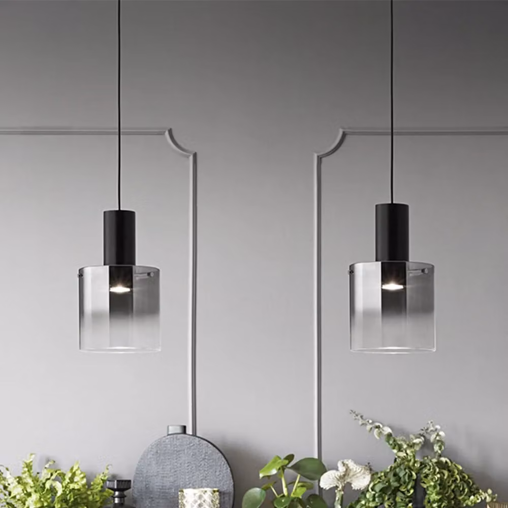 Lampada a sospensione moderna Hugo Perenz Illumina in metallo nero e vetro trasparente – 2