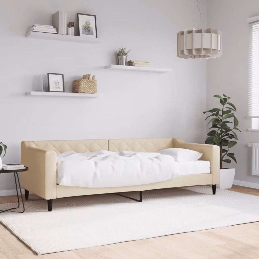 Maison Exclusive - Divano letto con materasso color crema 80x200 cm in tessuto