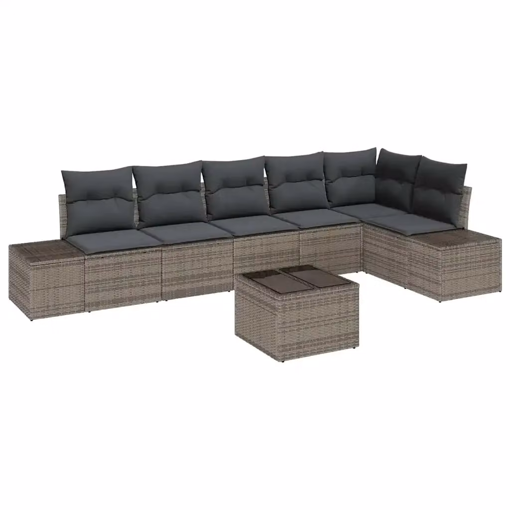 Set Divano da Giardino a L con Tavolino vidaXL in Polyrattan Grigio con Cuscini e Struttura in Acciaio e Legno di Acacia – 2