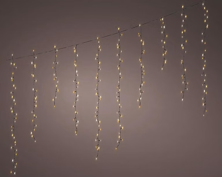 Tenda a led lampeggiante, 256 led, 375x60cm bianco caldo. lumineo