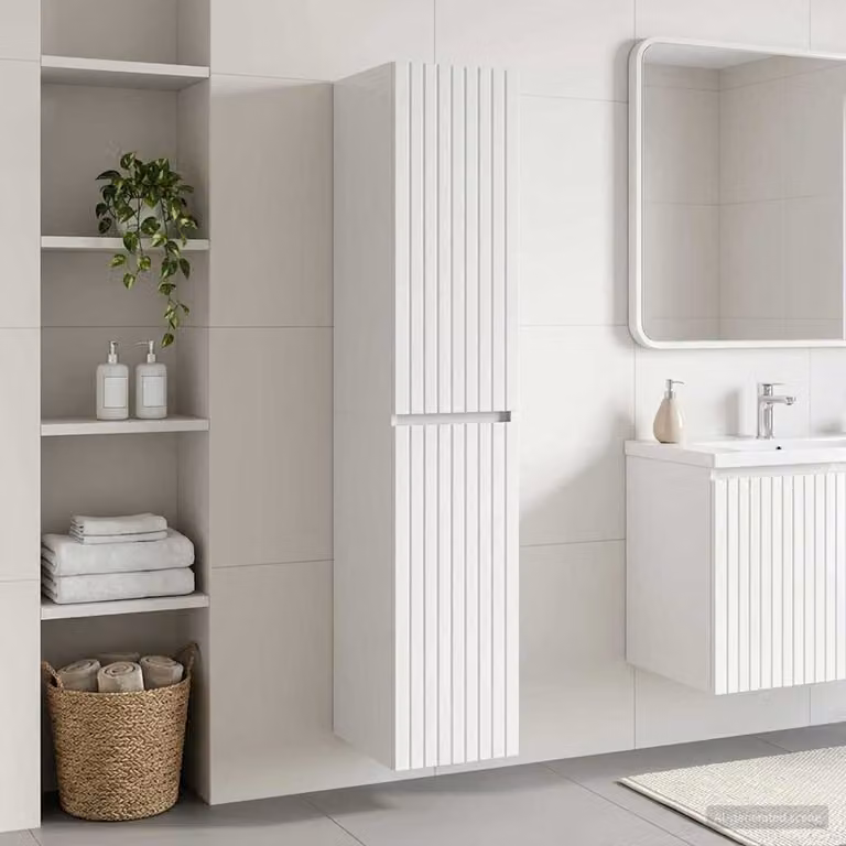 Mobiletto da bagno a muro vidaXL Bianco Lucido L: 33 cm, P: 34,5 cm, H: 160 cm