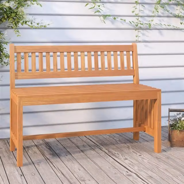 Panca da giardino vidaXL in legno di eucalipto oliato marrone L: 110 cm, P: 45 cm, H: 45 cm