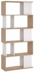Libreria Jackson Tvilum in finitura hickory e bianco, design moderno con schienale aperto, L 80 cm x H 175 cm