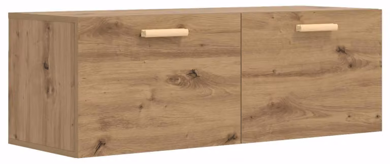 Armadio a muro, dimensioni 100 x 36,5 x 35 cm, realizzato in materiale composito, finitura "Artisan" effetto legno di quercia
