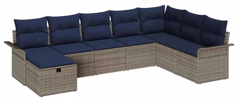 Set Divano da Giardino con cuscino 8 pcs Poly Rattan