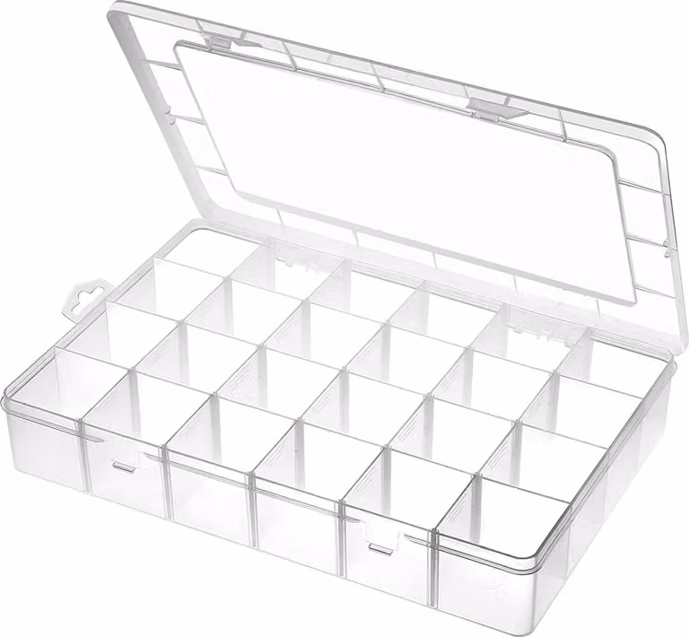 Scatola di selezione in plastica extra large con 24 scomparti, per piccoli oggetti, scatola di stoccaggio con coperchio, scatola di assortimento, scatola di organizzazione per gioielli per orecchini, semi, perline