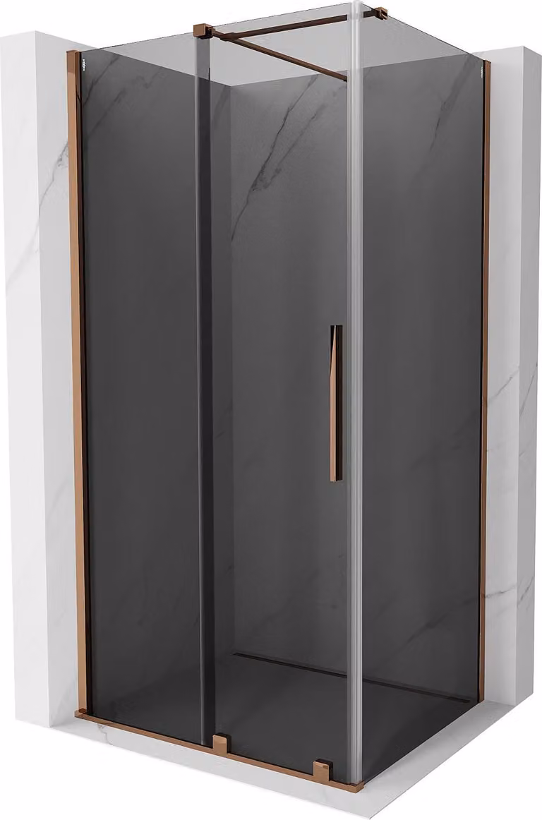 Mexen Velar cabina doccia scorrevole 100 x 120 cm, grafite, oro rosa - 871-100-120-41-60