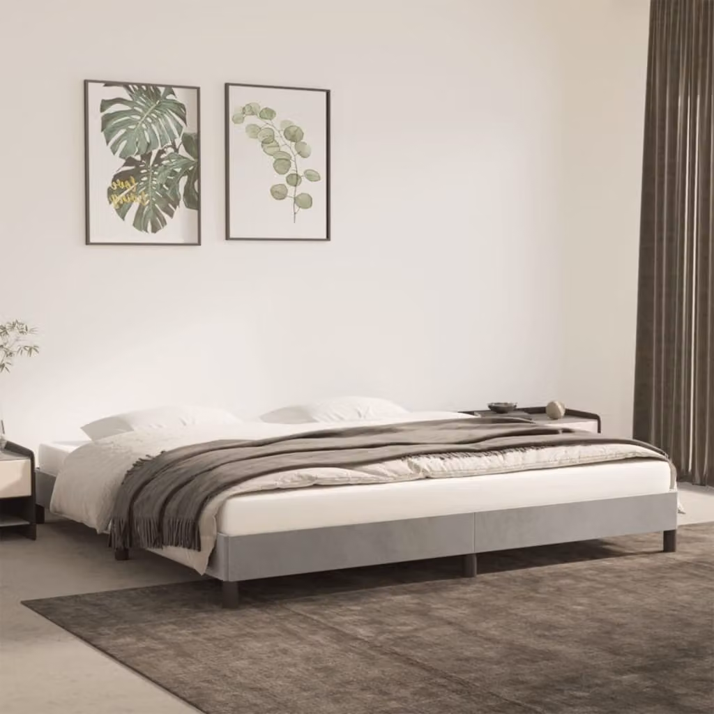 The Living Store Struttura letto grigio chiaro 200x200 cm in velluto