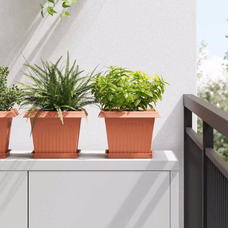 Set di 24 vasi quadrati per fiori vidaXL, colore rosso, L 23 x P 23 x H 17,5 cm