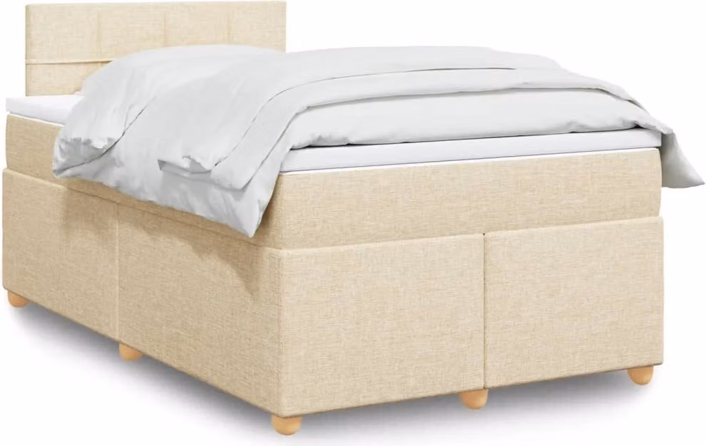 Maison Exclusive - Giroletto a Molle con Materasso Crema 120x200 cm in Tessuto